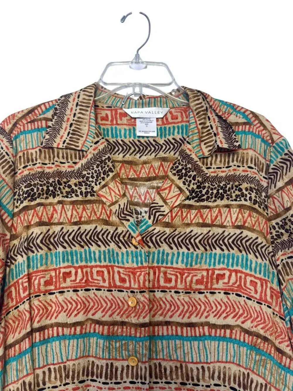 Napa Valley Womens Size 10 Button Front Tribal Print 2 pc Skirt Set Multicolor